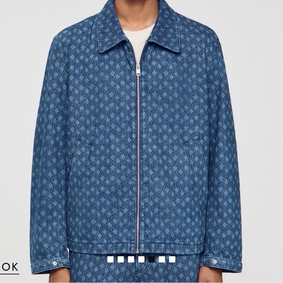 Sandro Indigo Patterned Jeans with Tan Patch - Picture 4 of 7